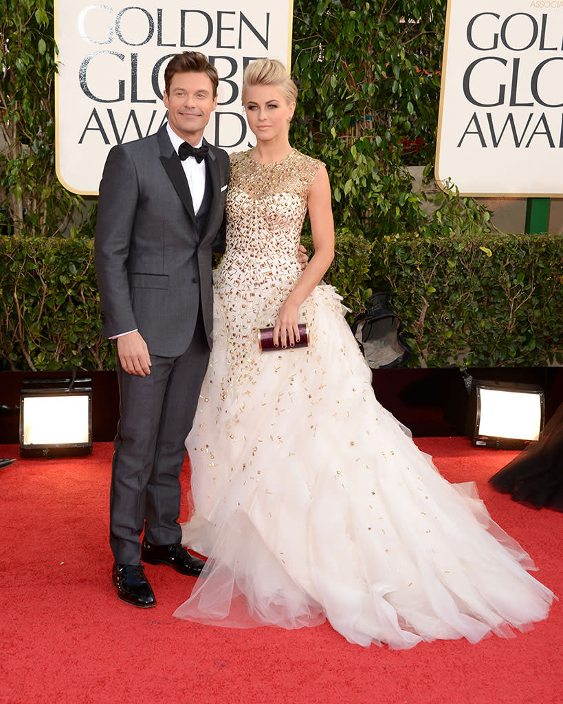 Ryan Seacrest and Julianne Hough arrive at the 70th Annual Golden Globe Awards at the Beverly Hilton in Beverly Hills, CA on January 13, 2013.