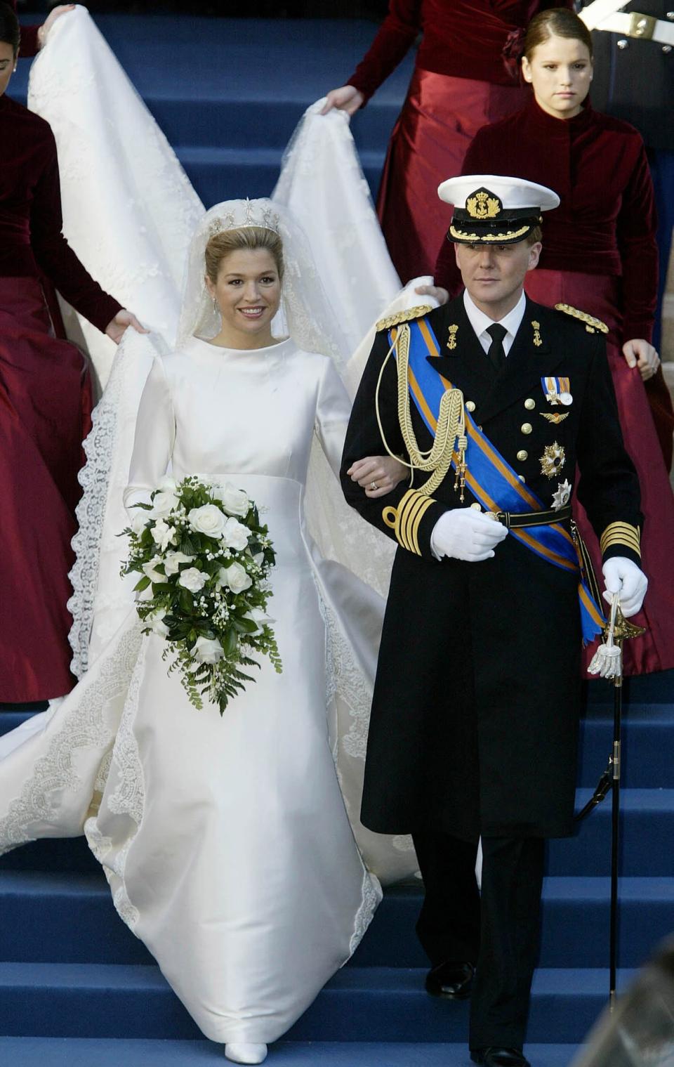 Princess Maxima and Prince Willem-Alexander of the Netherlands on their wedding day