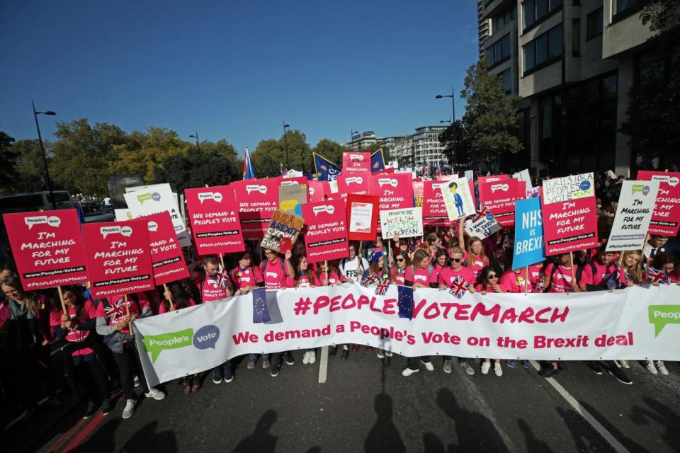 Young voters led the march as it set off on Park Lane (PA)