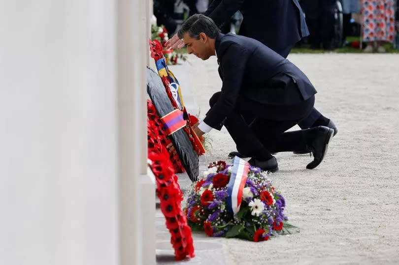 Prior to his departure, Mr.Sunak laid a wreath in commemoration of fallen veterans - however he didn't stay for the special Omaha service later in the day