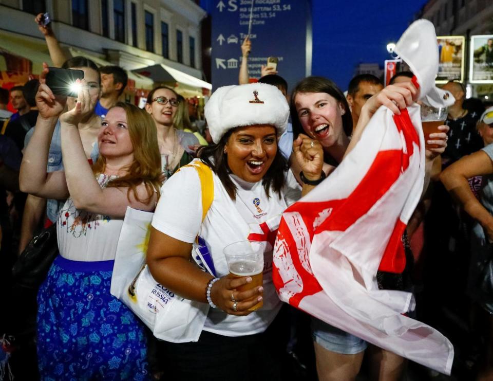 Fans celebrate in Nizhny Novgorod (REUTERS)