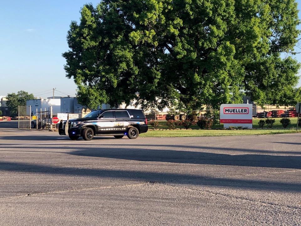 At least three law enforcement agencies are on the scene this morning at Mueller in Albertville.