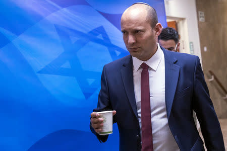 Israeli Education Minister Naftali Bennett arrives ahead of the weekly cabinet meeting at the Prime Minister's office in Jerusalem, May 6, 2018. Jim Hollander/Pool via Reuters