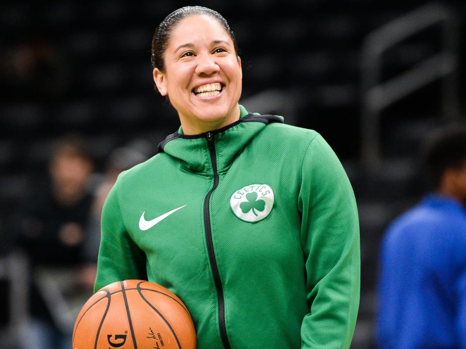 Kara Lawson when she was an assistant coach for the Boston Celtics.