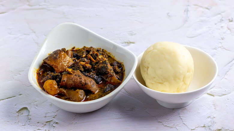 Banga soup and pounded yam