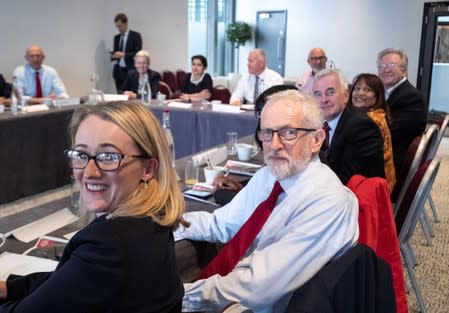 Britain's opposition Labour Party leader Jeremy Corbyn attends a shadow cabinet meeting in Salford