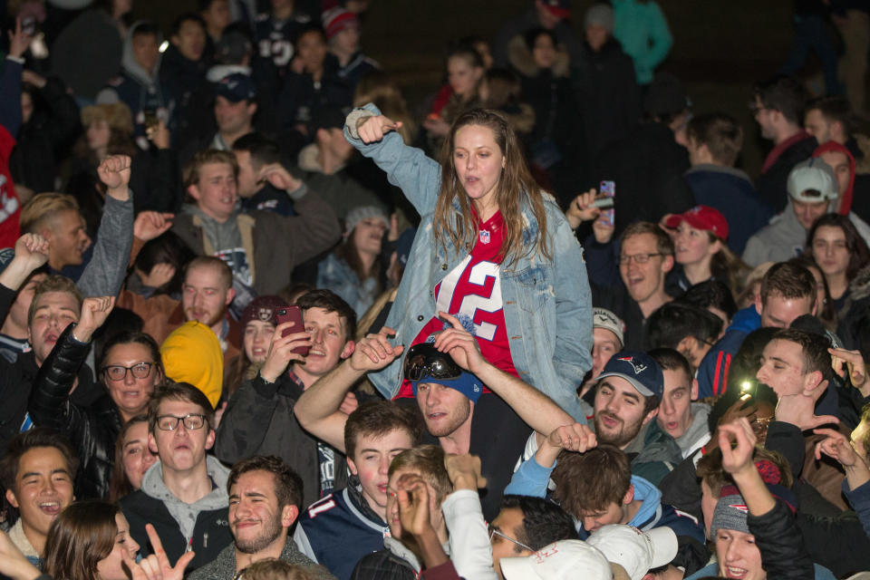 Patriots fans came out to support their team after another Super Bowl win. (Getty Images)