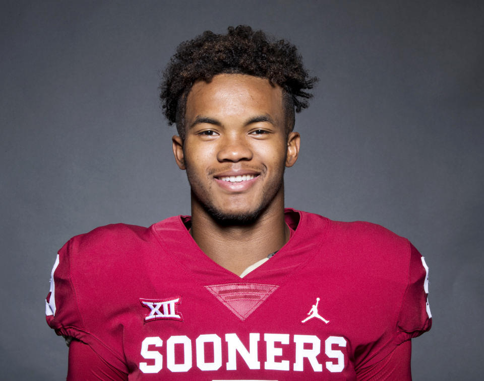 This June 21, 2018, photo provided by University of Oklahoma Athletics shows Kyler Murray. Murray is a possible pick in the 2019 NFL Draft. (Ty Russell/Oklahoma University Athletics via AP)