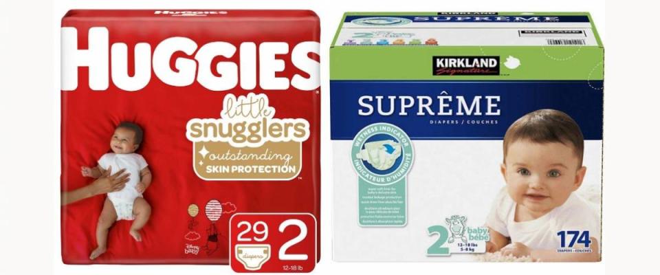 Huggies diapers and Kirkland Signature diapers