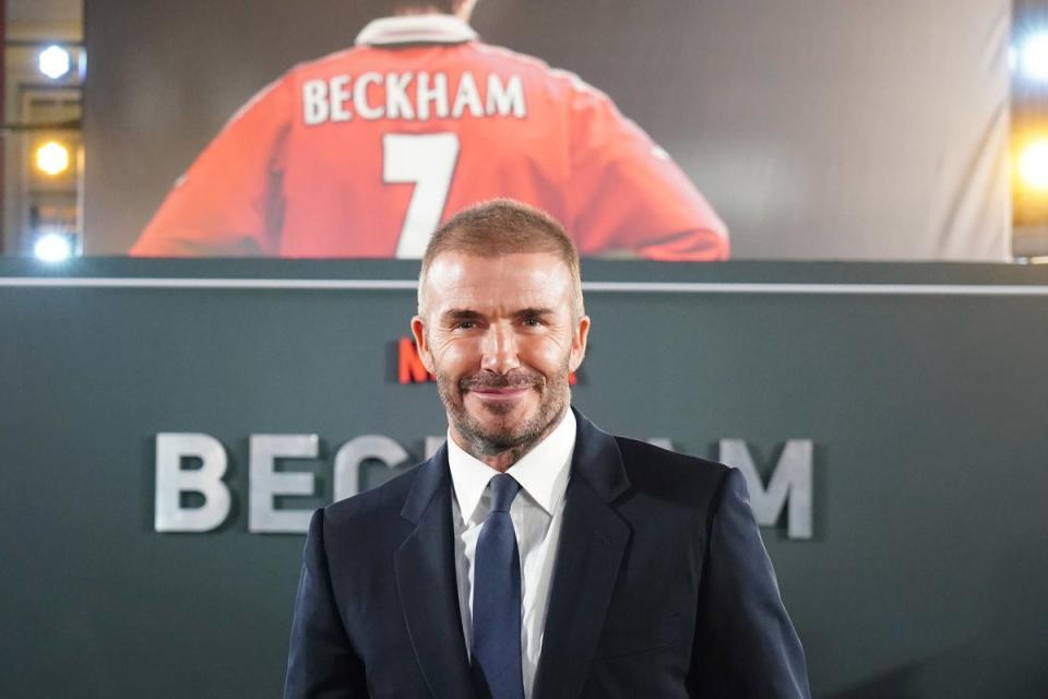 David Beckham at the premiere of Netflix’s documentary series Beckham in London last week (PA Wire)