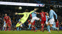 Soccer Football - Carabao Cup Semi Final First Leg - Manchester City vs Bristol City - Etihad Stadium, Manchester, Britain - January 9, 2018 Manchester City's Sergio Aguero scores their second goal REUTERS/Andrew Yates