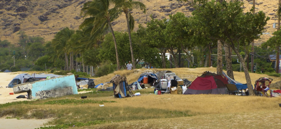 tents setup outside for the unhoused population