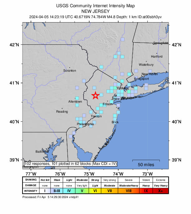 A magnitude-4.8 earthquake rocked NYC and the tri-state area. USGS