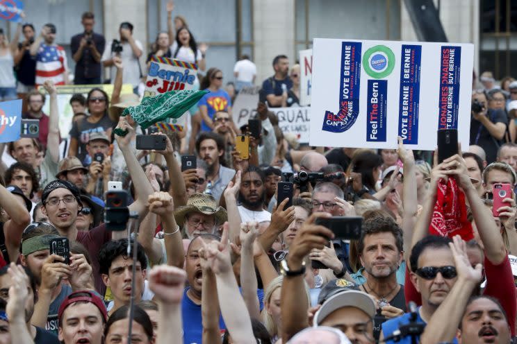 Supporters cheer as Jill Stein speaks at a rally in Philadelphia last month. (Photo: John Minchillo/AP)