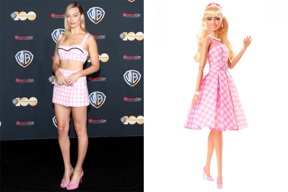 Margot Robbie dressed as Barbie Premieres