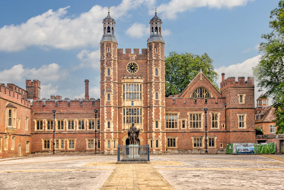 Windsor, UK - July 29, 2023: The main courtyard on the campus of Eton College in the UK