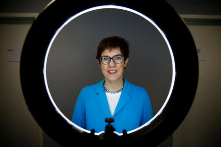 Christian Democratic Union (CDU) candidate for the party chair Annegret Kramp-Karrenbauer poses for a portrait before a Reuters interview in Berlin, Germany, November 30, 2018. REUTERS/Fabrizio Bensch/Files