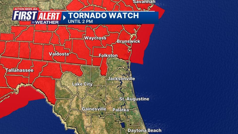 Tornado watch for Southeast Georgia counties until 2 p.m.