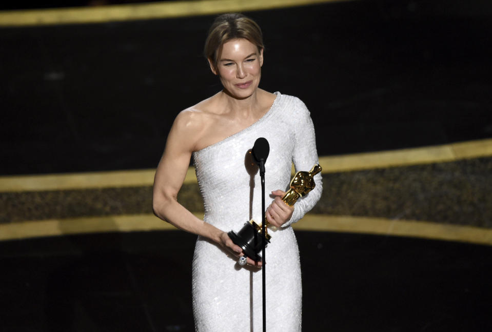 <p>Actress Renee Zellweger, who won for her portrayal of Judy Gardland in the biopic Judy. (Chris Pizzello/AP Photo)</p> 