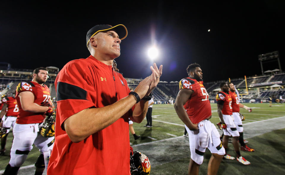 One former player rushed to defend Maryland coach D.J. Durkin after a pair of reports detailed a “toxic culture” surrounding the Terrapins’ football program on Friday. (Getty Images)