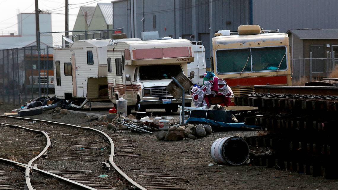 RV’s have been cleared on Railroad Avenue just east of North Fruitland Street in downtown Kennewick.