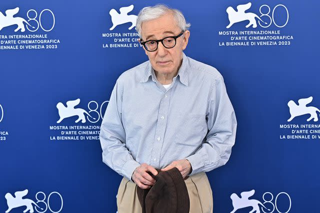 <p>Stephane Cardinale - Corbis/Corbis via Getty Images</p> Woody Allen attends a photocall for the movie "Coup De Chance" at the 80th Venice International Film Festival on September 04, 2023 in Venice, Italy