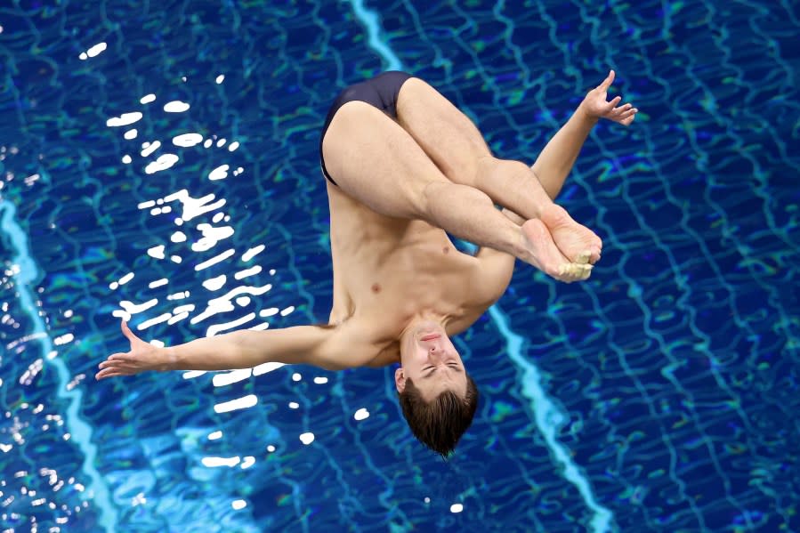 INDIANAPOLIS, INDIANA – JUNE 13: Noah Duperre competes in the men’s 3-meter springboard final during day 8 of the 2021 U.S. Olympic Diving Trials at Indiana University Natatorium on June 13, 2021 in Indianapolis, Indiana. (Photo by Dylan Buell/Getty Images)