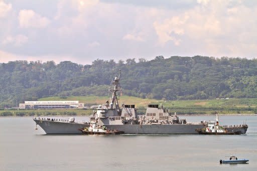 US destroyer USS Fitzgerald arrives at the former US naval base in Subic Bay, the Philippines on June 27, 2013. The Pentagon is offering help to Southeast Asian countries with ships, aerial reconnaissance, joint training and other initiatives as they try to better monitor their coastal waters