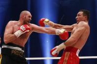 Boxing - Wladimir Klitschko v Tyson Fury WBA, IBF & WBO Heavyweight Title's - Esprit Arena, Dusseldorf, Germany - 28/11/15 Tyson Fury in action with Wladimir Klitschko Action Images via Reuters / Lee Smith Livepic