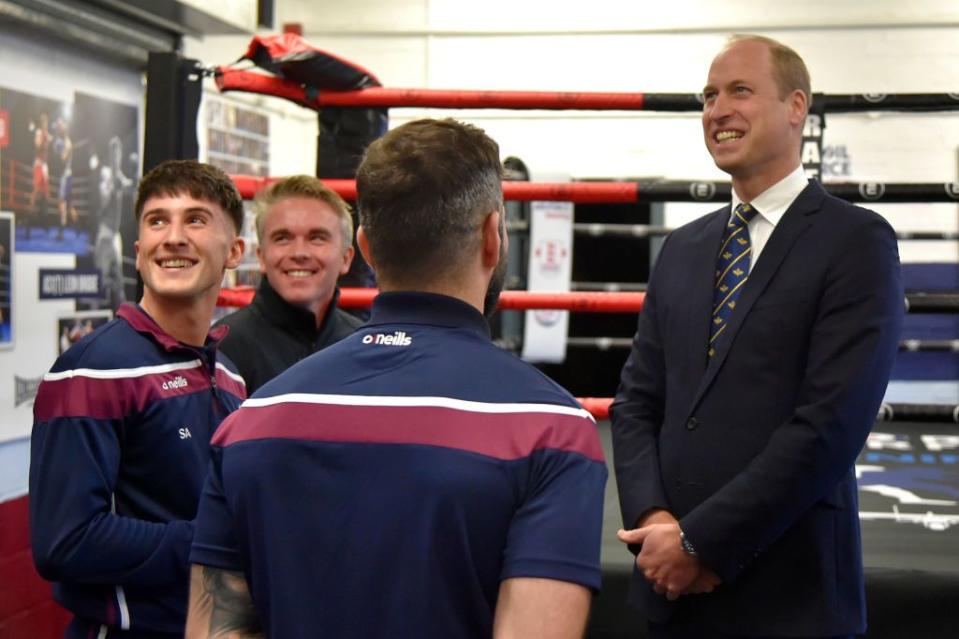 coningsby, england   november 18 britains prince william, the prince of wales smiles during a visit to officially open the new boxing club during a visit to raf coningsby on november 18, 2022 in coningsby, england the prince of wales, honorary air commandant of raf coningsby, visited the base to learn about future technological innovations and open a new boxing club photo by rui vieira   wpa pool  getty images
