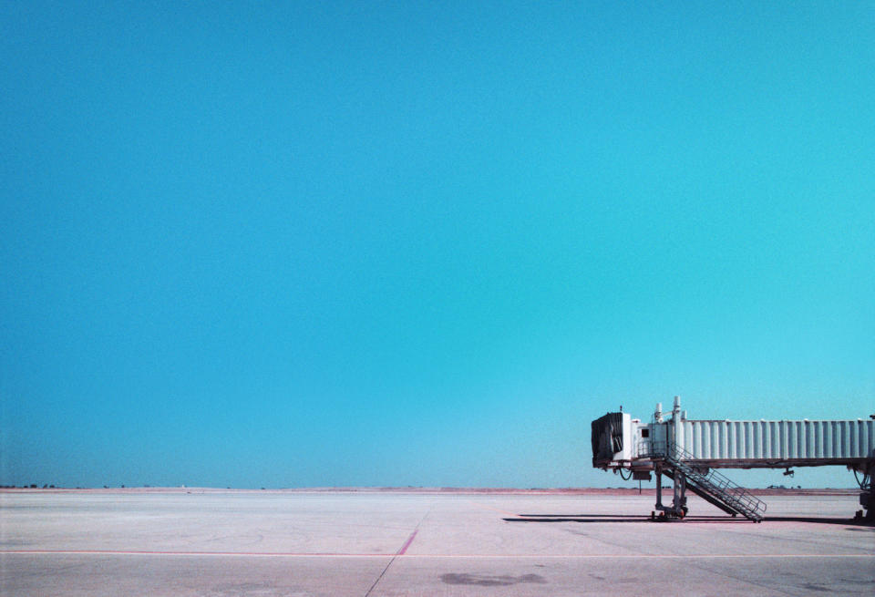 Airport boarding gate extension on tarmac