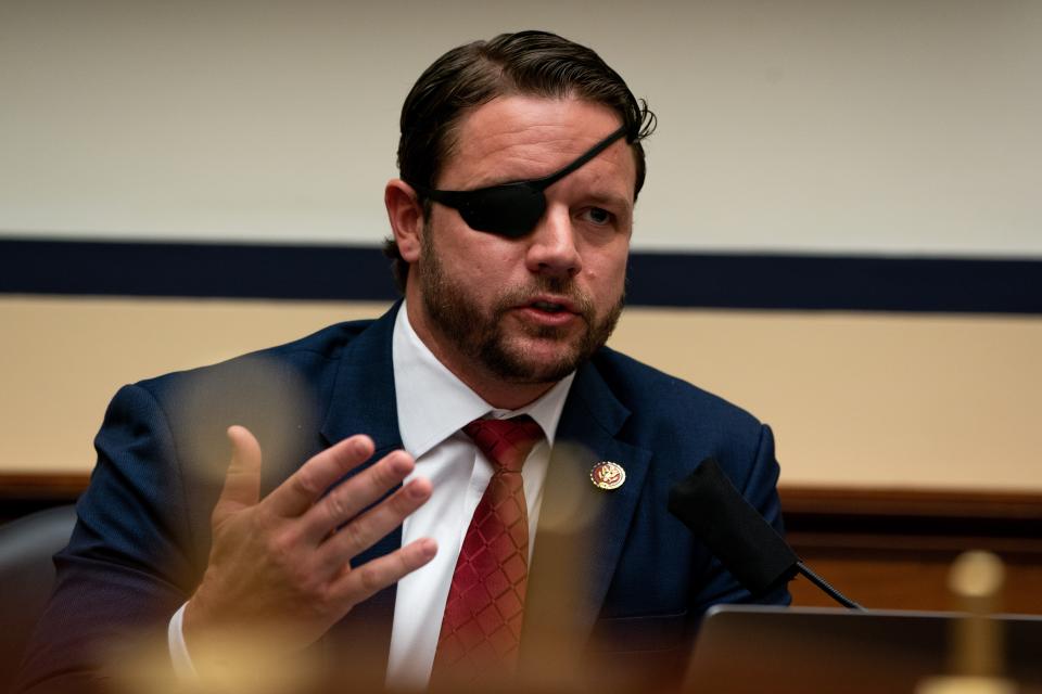 Rep. Dan Crenshaw (R-TX) speaks during a hearing before the House Committee on Homeland Security