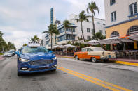 Ford's self-driving vehicle is tested in Miami, Florida, U.S., in this undated photo made available on November 14, 2018. Courtesy Ford Motor Company/Handout via REUTERS