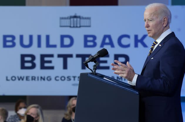 President Joe Biden speaks at Germanna Community College in Culpeper, Virginia, on Feb. 10. Biden highlighted the work his administration has done on lowering health care costs and prescription drug prices. (Photo: Win McNamee via Getty Images)