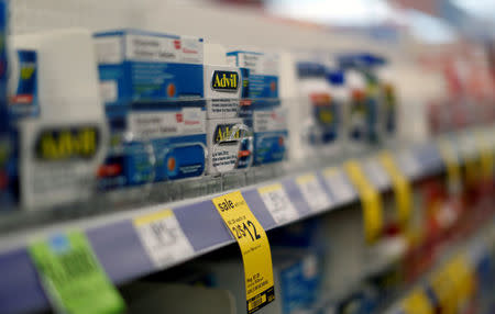 FILE PHOTO: Advil products, which are a Pfizer brand, are pictured at a Walgreens store in Pasadena, California, U.S. January 31, 2017. REUTERS/Mario Anzuoni/File Photo