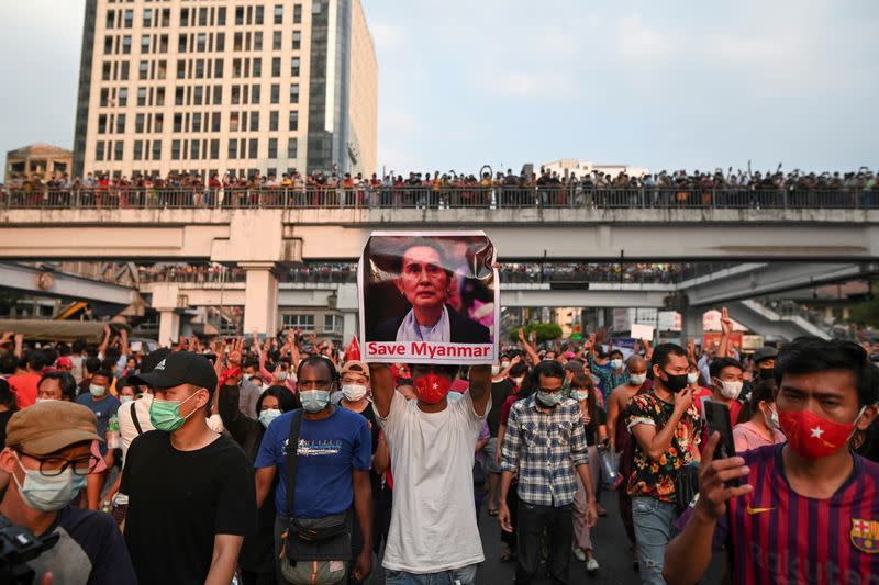 Protest against the military coup in Yangon