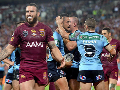 <p>Fullback Jarryd Hayne gave the Blues the lead in the 33rd minute when he wriggled free from some Maroons defenders, much to the dismay of Boyd.</p>