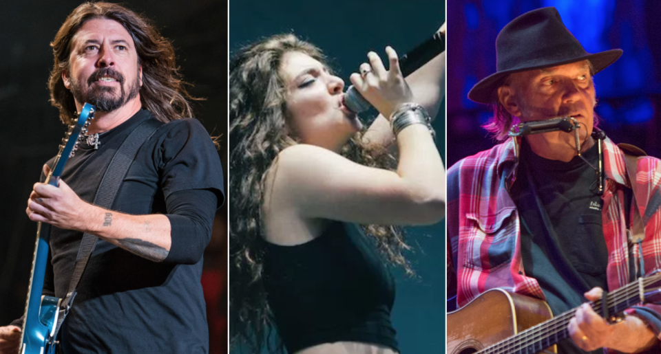 Foo Fighters (photo by David Brendan Hall), Lorde, and Neil Young