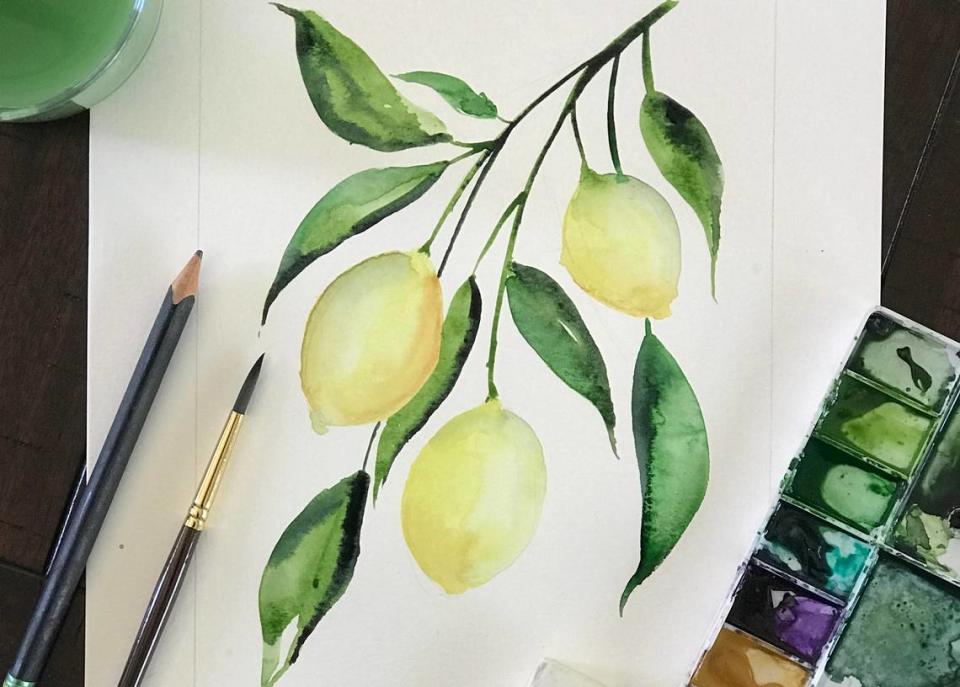 Learn basic watercolor techniques with the Skillpop Watercolor Lemons Class on May 18.