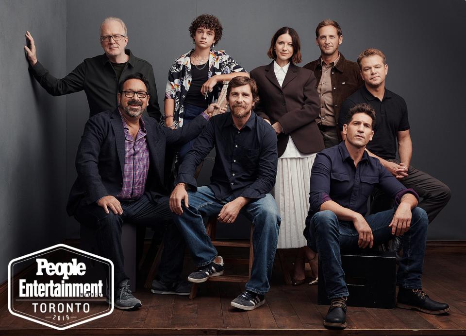 Tracy Letts, Noah Jupe, Caitriona Balfe, Josh Lucas, Matt Damon, James Mangold, Christian Bale & Jon Bernthal