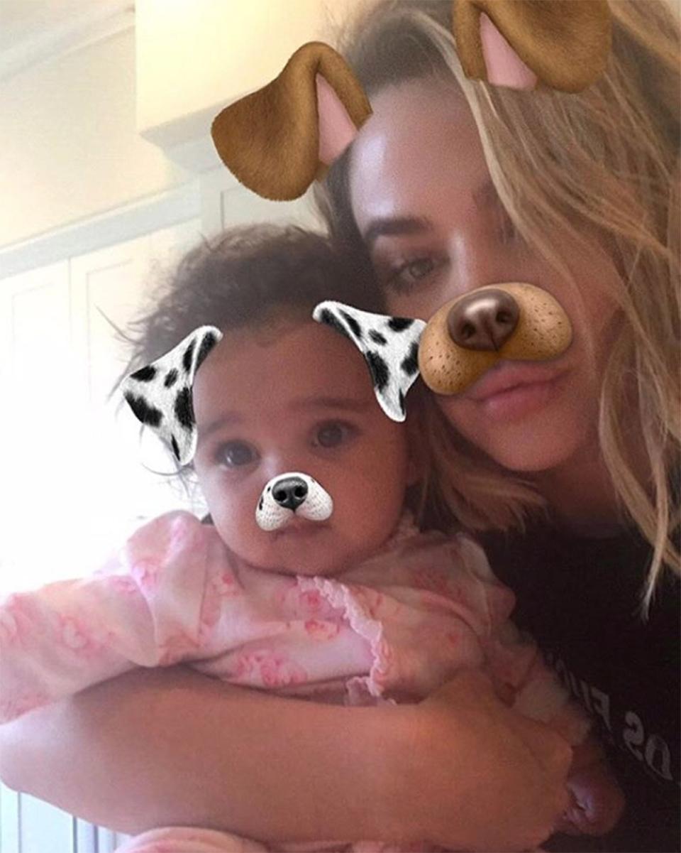 Kardashian captioned this photo from May 2017, "She's the most precious girl! Dreamy dream 😍😍😍😍 Auntie KoKo loves YOU!" The pair love to have fun with filters. Dream is the cutest puppy around. 