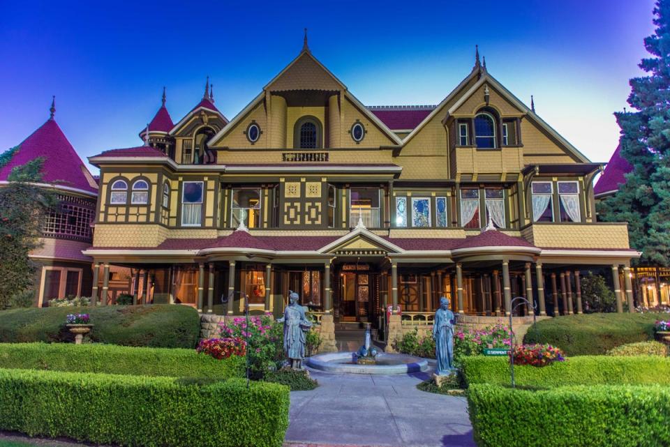 The Winchester Mystery House, in San Jose, California, garnered urban legends as widow heiress Sarah Winchester oversaw decades of unusual construction (Winchester Mystery House)