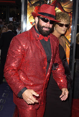 "Macho Man" Randy Savage , also known as Leonard Ghostal from "Space Ghost Coast to Coast," at the LA premiere of Columbia Pictures' Spider-Man