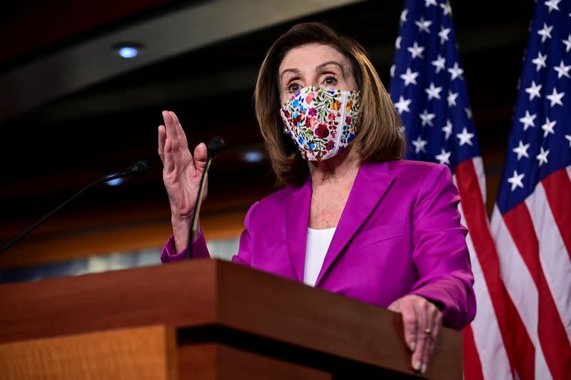 U.S. House Speaker Nancy Pelosi holds news conference at U.S. Capitol a day after violent protests in Washington