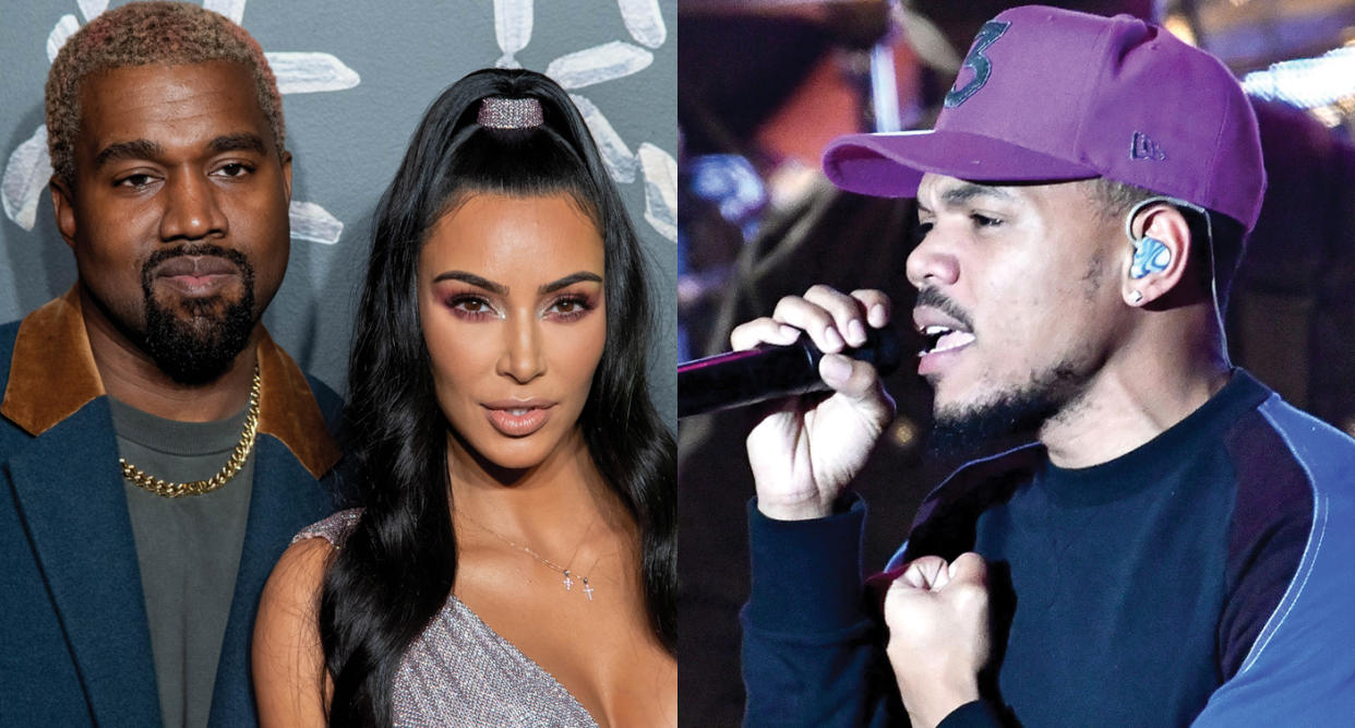 Kanye West and Kim Kardashian attended Chance the Rapper's wedding. (Photo: Getty Images)