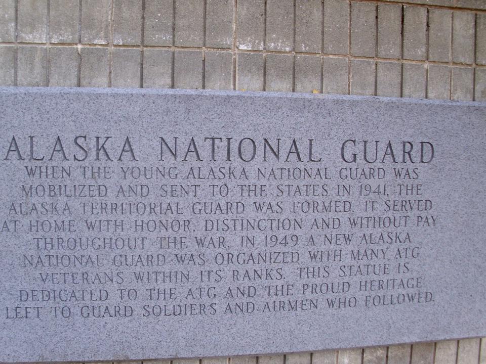 Plaque honoring the Alaska National Guard, Alaska Veterans Memorial.