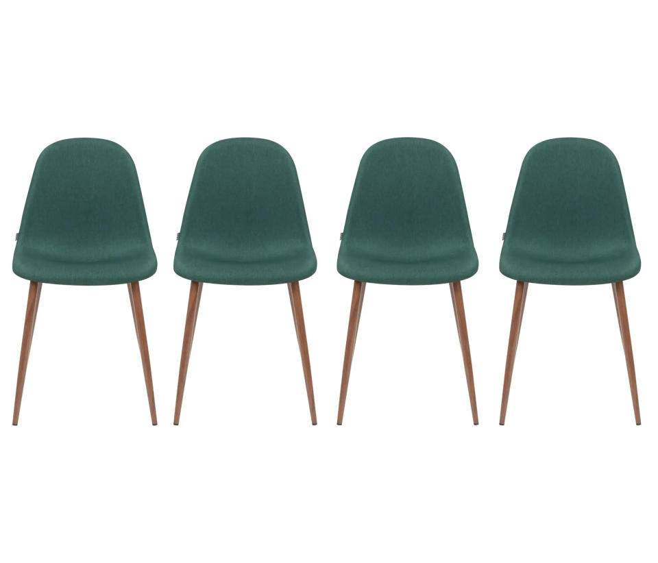 Set de 4 sillas verdes Coelle nogal. Muebles para el hogar. (Foto: GAIA)
