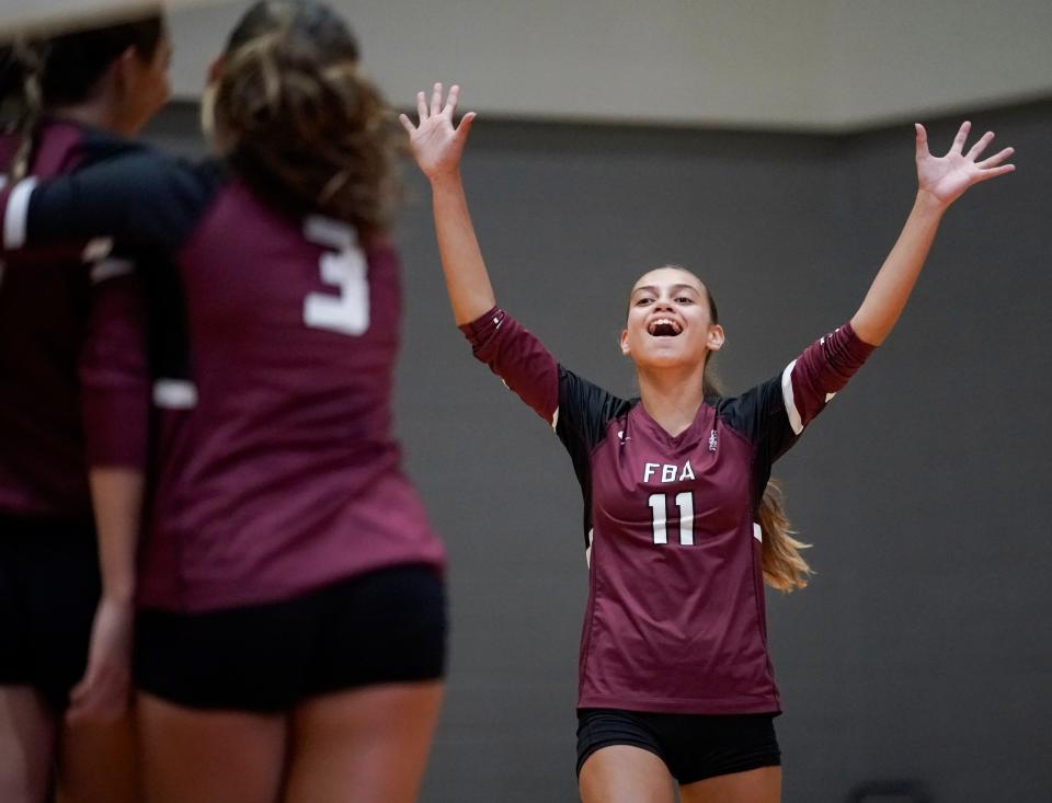 The First Baptist Academy Lions comepte against the Bishop Verot Vikings in the Class 3A District 12 semifinal at First Baptist Academy in Naples on Tuesday, Oct. 17, 2023.