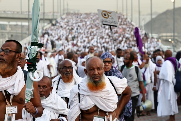 Pilgrims arrive to perform the symbolic 'stoning of the devil' ritual as part of the hajj (FADEL SENNA)