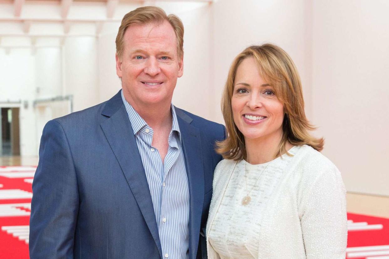 <p>Benjamin Lozovsky/BFA/Shutterstock</p> Roger Goodell and Jane Skinner Goodell.